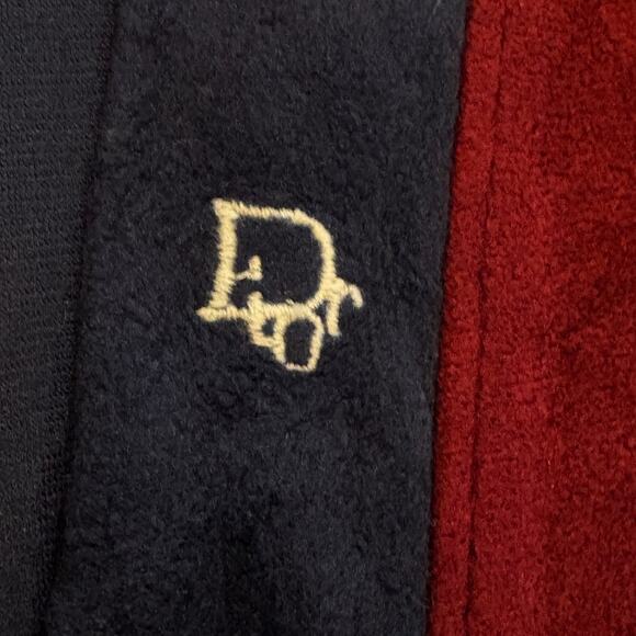 Vintage Christian Dior Bath Robe Mens One Size Blue Red Velour Lounge 80s *READ* - Picture 4 of 11